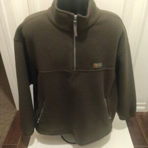 Vintage Roots Tech Army Green Fleece Jacket Half Zip-Up 2XL